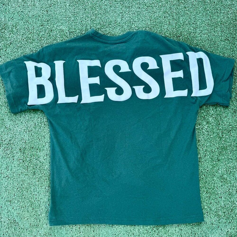 Blessed T Shirt Viridian Tee Officially Licensed By Eighty Eight Brand Loose Fit - Picture 4 of 4